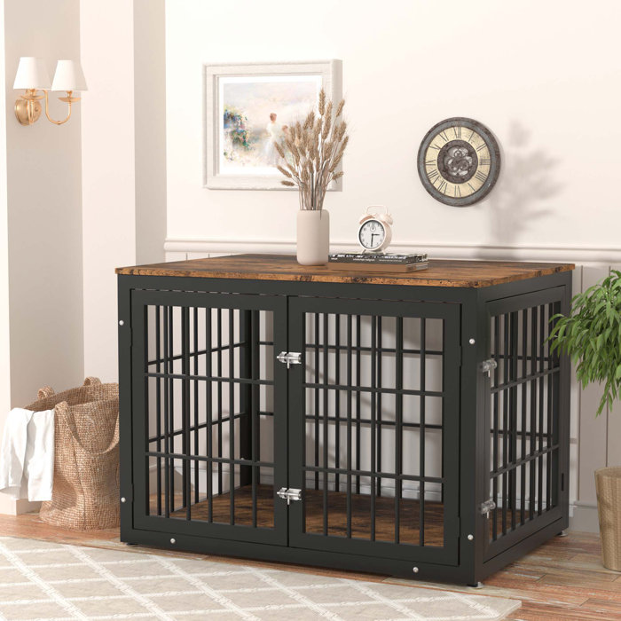 Tucker Murphy Pet™ Wood Dog Crate Furniture, Dog Kennel Double Doors